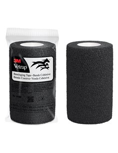 3M Vetrap Venda Cohesiva - 10cm x 4.5m - Flexible - Respirant - Autoadhesiva - Couleur Noir