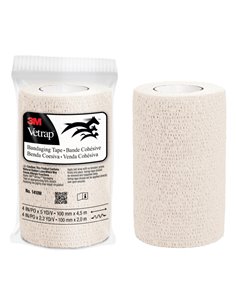 3M Vetrap Venda Cohesiva - 10cm x 4.5m - Flexible - Respirant - Autoadhesiva - Couleur Blanc