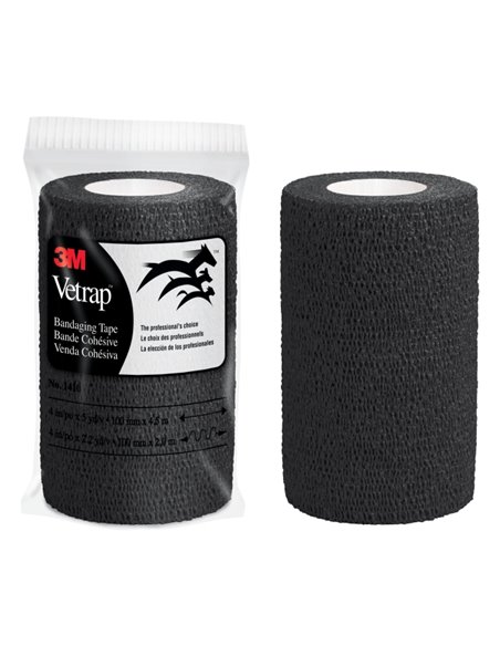 3M Vetrap Venda Cohesiva - 5cm x 4.5m - Flexible - Respirant - Autoadhesiva - Couleur Noir