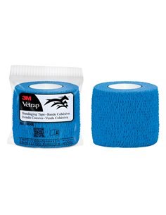 3M Vetrap Venda Cohesiva - 5cm x 4.5m - Flexible - Respirant - Autoadhesiva - Couleur Bleu