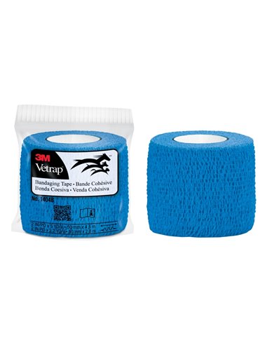3M Vetrap Venda Cohesiva - 5cm x 4.5m - Flexible - Respirant - Autoadhesiva - Couleur Bleu
