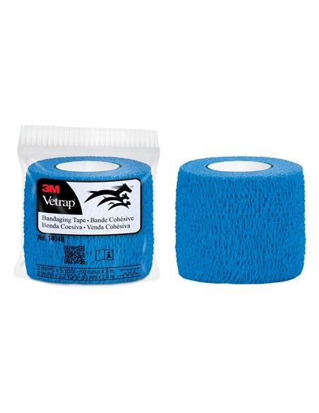3M Vetrap Venda Cohesiva - 5cm x 4.5m - Flexible - Respirant - Autoadhesiva - Couleur Bleu