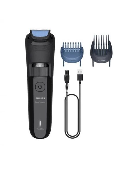 Philips Recortadora de Barba Sans fil - Autonomie jusqu'à 60min - Cuchillas Autoafilables - Rechargeable - Acier Inoxydable - Co