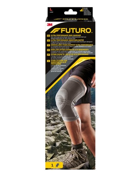 Futuro Rodillera - Taille L - Estabilizadora - Usage de Alto Rendimiento - Respirant - Élastique - Couleur Gris Foncé