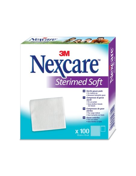 Nexcare Sterimed Pack de 100 Compresas de Gasa No Tejida - 10x10cm - Esteril - Transpirables - Couleur Blanc