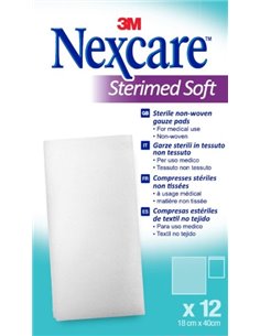 Nexcare Sterimed Pack de 12 Compresas de Gasa No Tejida - 18x40cm - Esteril - Transpirables - Couleur Blanc