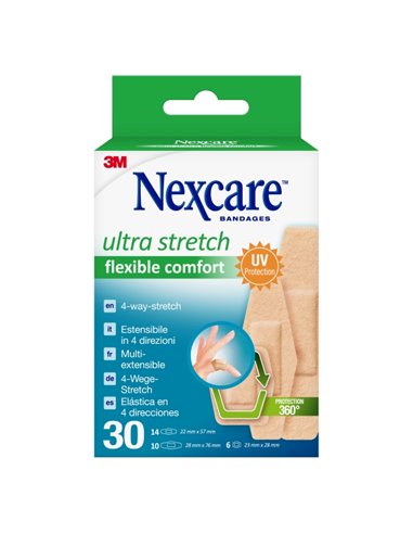 Nexcare Flexible Comfort Ultra Stretch Pack de 30 Pansements assortis - Respirant - Élastique - Couleur Chair