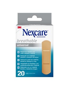 Nexcare Universal Breathable Pack de 20 Pansements Pour Plaies - 19x72mm - Respirant - Résistant à l'eau - Couleur Chair