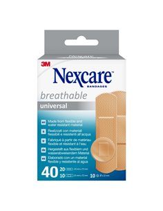 Nexcare Universal Breathable Pack de 40 Pansements assortis - Respirant - Couleur Chair