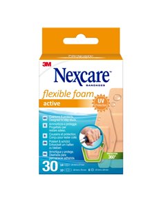 Nexcare Active Flexible Foam Pack de 30 Pansements assortis - Respirant - Résistant à l'eau - Couleur Chair