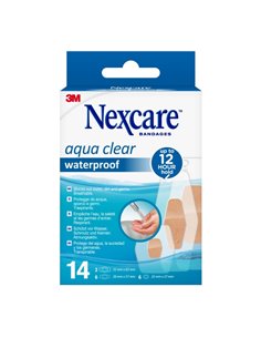 Nexcare Aqua Clear Waterproof Pack de 14 Pansements assortis - Impermeables - Couleur Transparent
