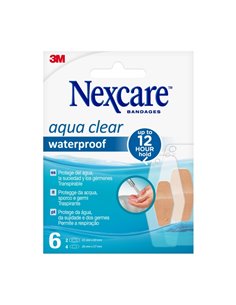 Nexcare Aqua Clear Waterproof Pack de 6 Pansements assortis - Imperméable - Résistant à l'eau - Couleur Transparent