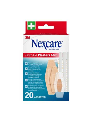 Nexcare Pack de 20 Pansements assortis - Respirant - Couleurs assorties