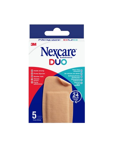 Nexcare Duo Pack de 5 Pansements assortis - Transpirables - Résistant à l'eau - Retirada Sans Dolor - Couleur Chair