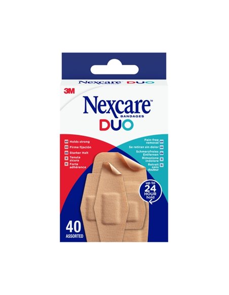 Nexcare Duo Pack de 40 Pansements assortis - Retirada Sans Dolor - Transpirables - Résistant à l'eau - Couleur Chair