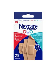 Nexcare Duo Pack de 20 Pansements assortis - Retirada Sans Dolor - Résistant à l'eau - Transpirables - Couleur Chair