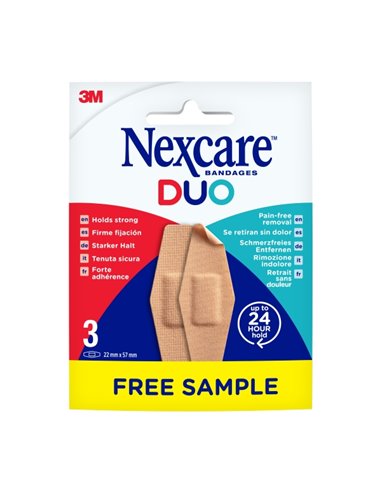 Nexcare Duo Pack de 3 Pansements Pour Plaies - Paquete de Muestra - 22x57mm - Couleur Chair