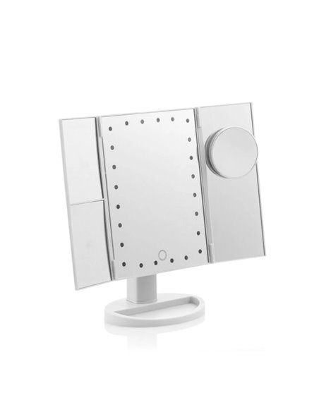Innovagoods Ledflect Espejo de Aumento 4 en 1 - Inalambrico - Luz LED Blanca - Pliable - Support Desmontable - 18x29x12cm - Coul