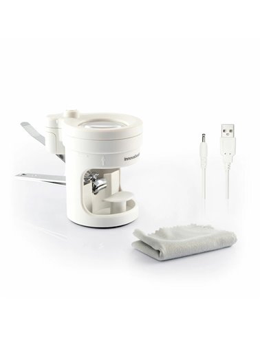 Innovagoods Clail Cortauñas Avec Lupa - 8 Aumentos - Câble USB de 80cm - Luz LED - Comprend Accesorios - Altura Réglable - Base 