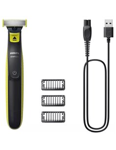Philips OneBlade 360 QP2724 Recortadora Facial Sans fil - Cuchilla 360 Flexible Pour Seguir les Contornos - Peine Guia Réglable 
