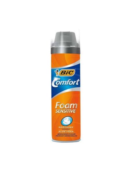 Bic Foam Sensitive Comfort Espuma de Afeitar - Facile de Aplicar - Contiene Aloe Vera - Capacité 250ml