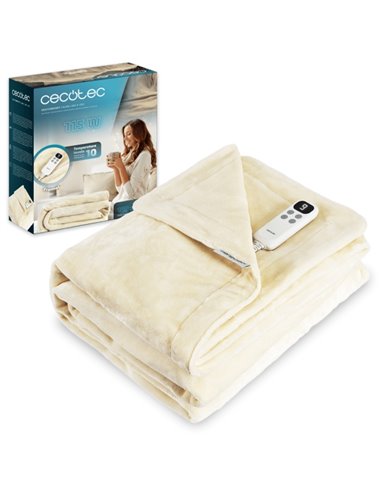 Cecotec HeatConfort Calma Manta Electrica - 115W - Apagado Automatico - 10 Niveles de Calor - Control LCD Amovible - Lavable à M