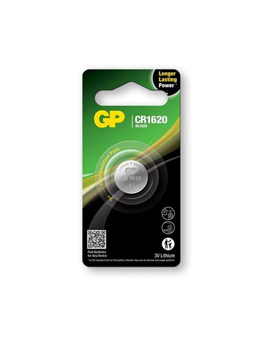 GP Lithium CR1620 Pack de 1 Pila 3V