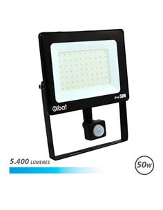 Elbat Foco LED de 50W - Potencia: 50W - Lumenes: 5400 - Sensor de Movimiento - 6.500K Luz Fria - 30.000 - 50.000 Horas de Vida -