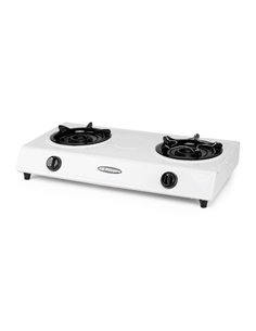 Orbegozo FO 2600 Hornillo à Gas Butano Blanc - Encendido Piezoelectrico - Dos Quemadores de Triple Corona - Usage Extérieur - Co