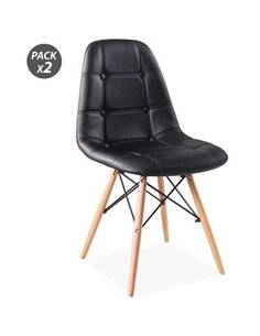 Muvip Design D300 Pack de 2 Sillas Multifuncionales - Patas de Bois - Usage en Intérieur - Idéal Pour Sala de Espera, Comedor, C