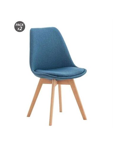 Muvip Pack 2 Sillas Design D400 - Tela Bleu Foncé