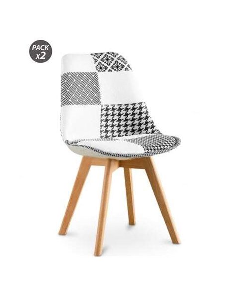 Muvip Pack 2 Sillas Design D400 - Tela Patchwork