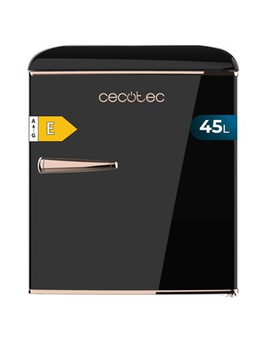 Cecotec Bolero CoolMarket TT Origin 45 Black E Mini Frigorifico - Capacité 45L - Estilo Retro - Cajon Pour Hielo - Tirador Croma