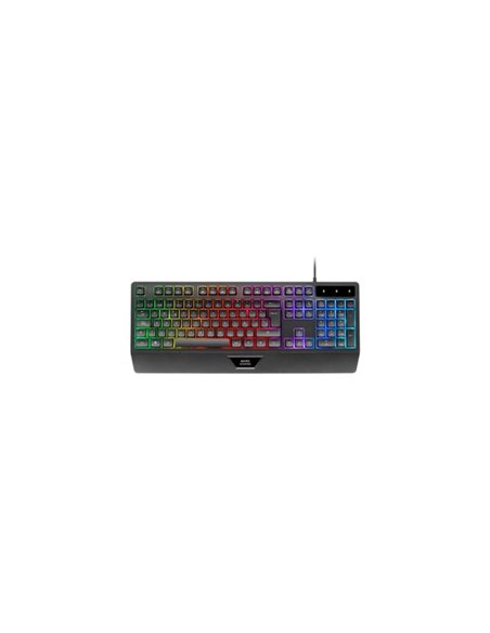 Mars Gaming MK124 Clavier Completo Hibrido H-Mech - Almohadilla Integrada - Disposicion QWERTY ES - Iluminacion FRGB - 450x181x3