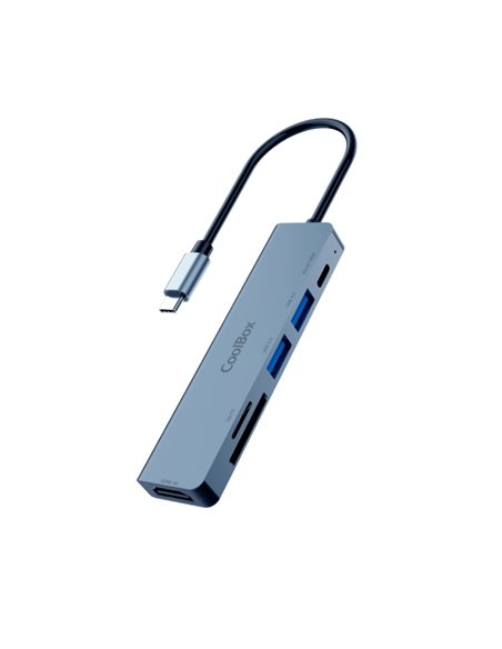 CoolBox MiniDock C61 USB-C - 1x HDMI 4K, 2x USB 3.2 Gen1, 1x USB-C PD, 1x SD, 1xMicroSD/TF - Compatible Avec PC, MAC et Consolas