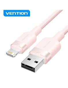 Vention Câble de Charge USB-À/Lightning - Aluminium et Coton tressé - 480Mbps - 2.4A - 2m - Couleur Rose