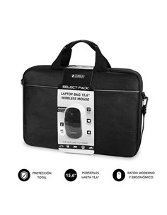 Subblim Maletin Select Pack Avec Souris Wireless - Jusqu'à 156 Pulgadas - Intérieur Acolchado et Reforzado - Compartimento Separ