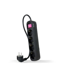 Nanocable Regleta de Protection Avec 4 Shuckos - Câble de 1.40m - Interruptor On/Off - Couleur Noir
