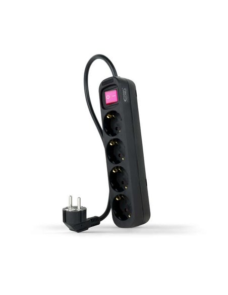 Nanocable Regleta de Protection Avec 4 Shuckos - Câble de 1.40m - Interruptor On/Off - Couleur Noir