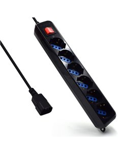 Ewent Regleta Avec 6 Tomas Tipo L/F (Schuko) Pour SAI - Protection contra Sobretension - Protection Infantil - Interruptor On/Of