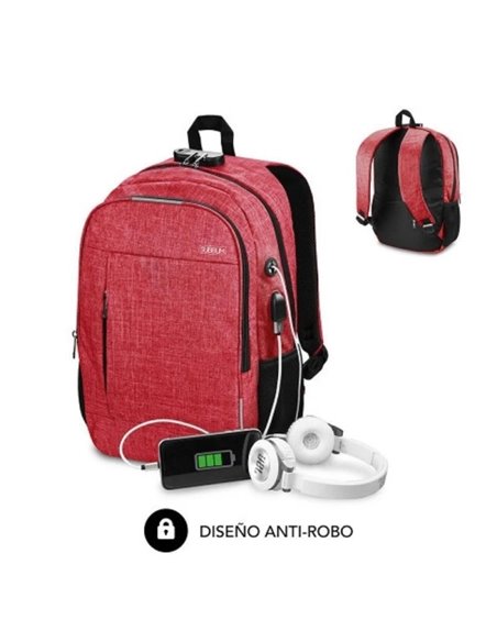 Subblim Sac à dos Urban Lock System - Sinónimo de Sécurité - Excelente Capacité organizativa - Conector USB Pour Powerbank - Des