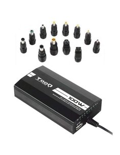 Tooq Cargador Universal Pour Portable 100W - USB - 12 Adaptadores - Voltaje 12-24V - Indicateur LED
