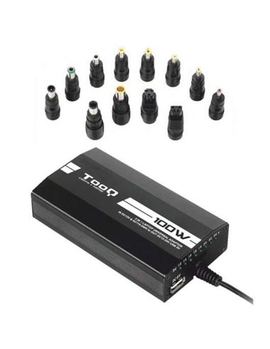 Tooq Cargador Universal Pour Portable 100W - USB - 12 Adaptadores - Voltaje 12-24V - Indicateur LED
