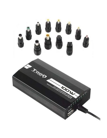 Tooq Cargador Universal Pour Portable 100W - USB - 12 Adaptadores - Voltaje 12-24V - Indicateur LED
