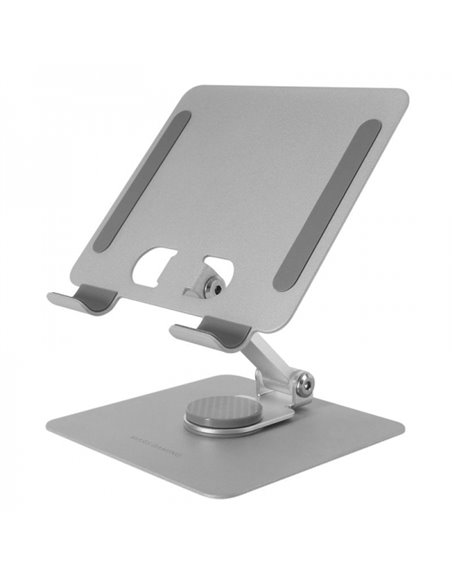 Mars Gaming MA-RST Support Tablet Convertible - Acier Résistant - Rotacion 360º - Ajuste Altura 180º - Ultrafino et Pliable - Ba