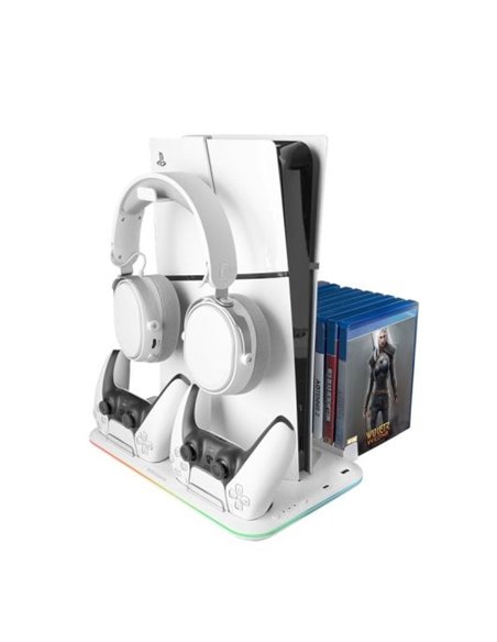 Mars Gaming MPS5-B2 Support Multifuncion Pour PS5 - Charge Dual - Refrigeracion Silenciosa - Iluminacion RGB - Support Écouteurs