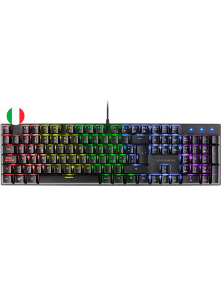 Mars Gaming Clavier Mecanico RGB MK422 - Tecnologia Antipolvo - Efectos de Iluminacion Rainbow - Teclas Ultra-résistants - Funci