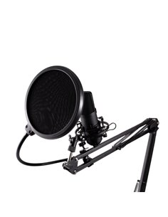 Coolbox Coolcaster Microfono USB Cardioide de Brazo Extensible Pour Streaming - Parabrisas et Filtro POP - Tripode - Couleur Noi