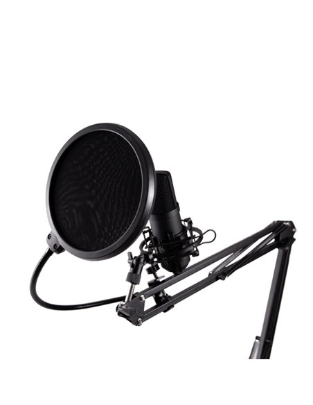 Coolbox Coolcaster Microfono USB Cardioide de Brazo Extensible Pour Streaming - Parabrisas et Filtro POP - Tripode - Couleur Noi