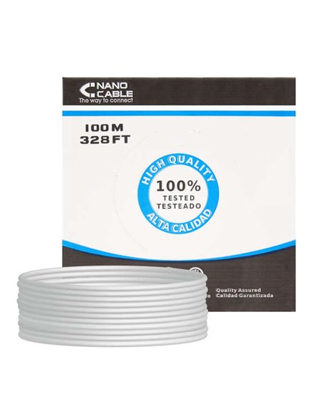 Nanocable Bobina de Câble de Réseau Rigido RJ45 Cat.6 UTP AWG24 100m - Couleur Gris